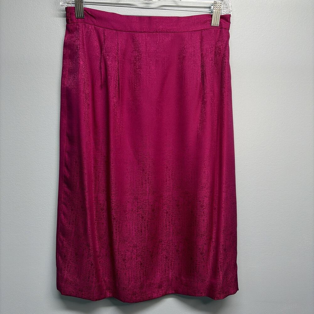 VTG Papell Petites 100% Silk Lined Skirt - Sz 10 Fuchsia -Classy/Career/Holiday